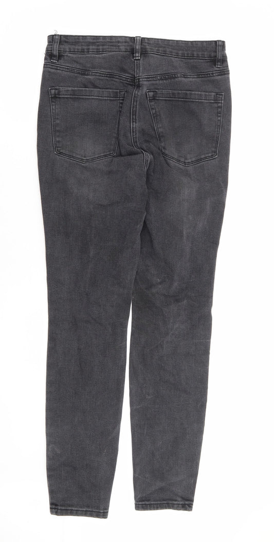 NEXT Womens Black Cotton Skinny Jeans Size 10 L28 in Regular Zip