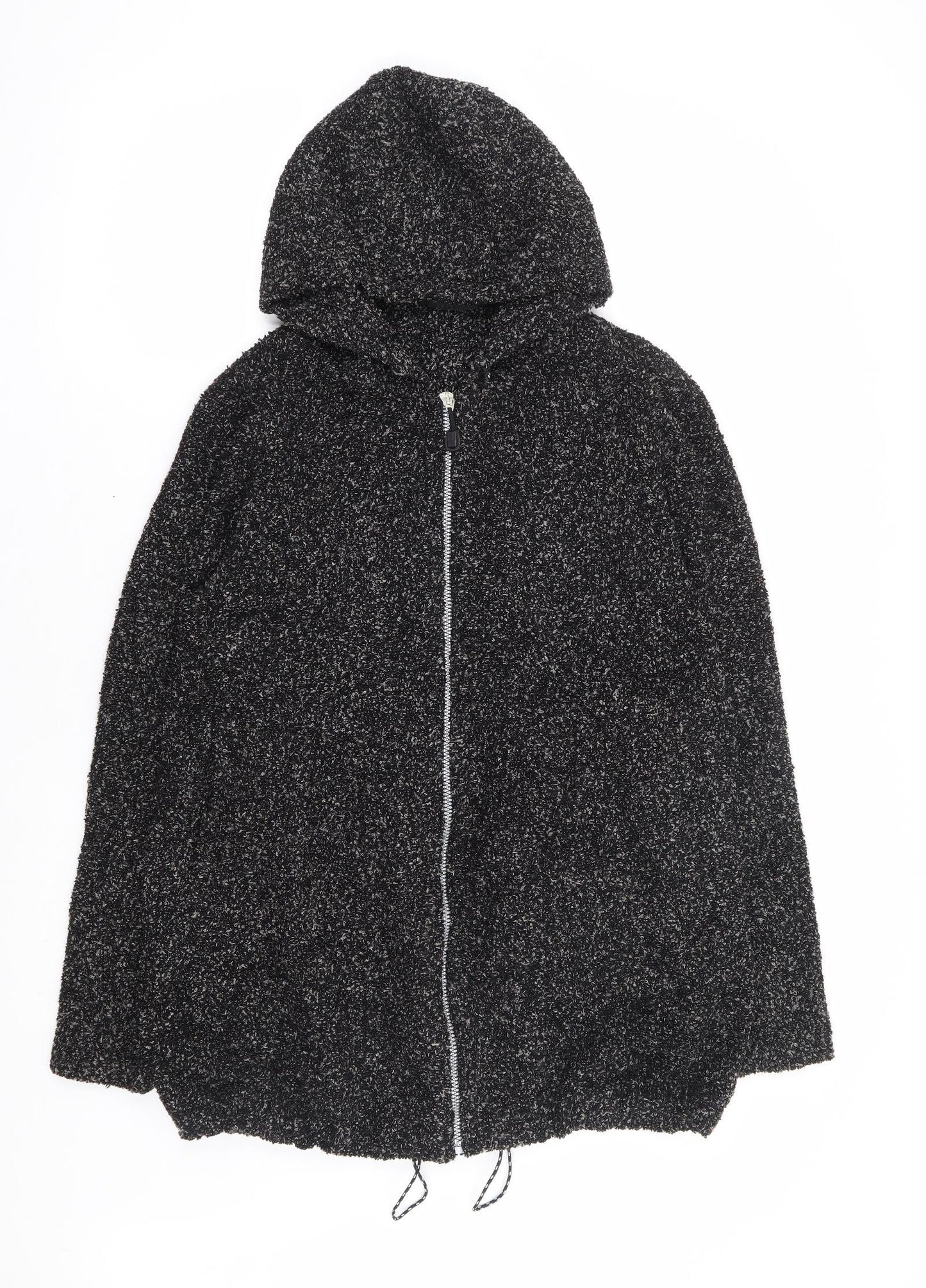 Preworn Womens Black Polyester Full Zip Hoodie Size S Zip