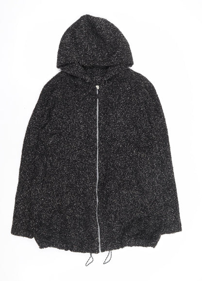 Preworn Womens Black Polyester Full Zip Hoodie Size S Zip