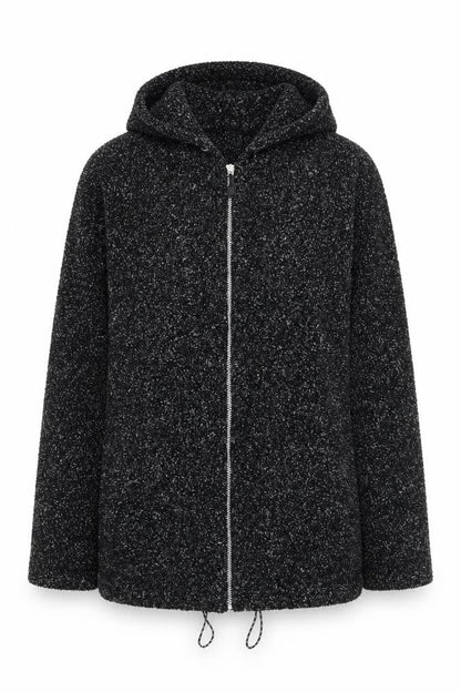 Preworn Womens Black Polyester Full Zip Hoodie Size S Zip