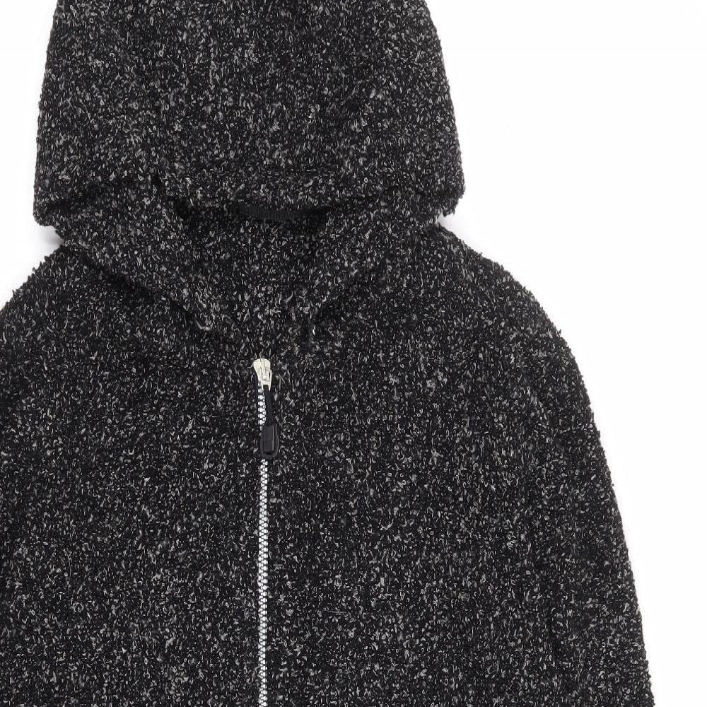 Preworn Womens Black Polyester Full Zip Hoodie Size S Zip