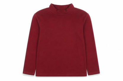 QTee Girls Red Polyester Basic T-Shirt Size 4-5 Years High Neck Pullover