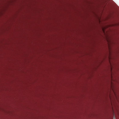 QTee Girls Red Polyester Basic T-Shirt Size 4-5 Years High Neck Pullover