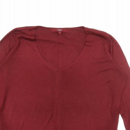 NEXT Womens Red V-Neck Viscose Pullover Jumper Size 10