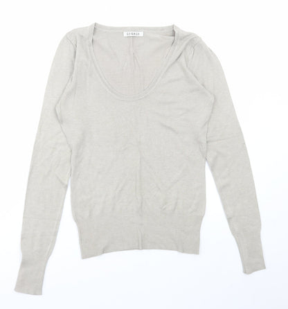 George Womens Beige Scoop Neck Viscose Pullover Jumper Size 10