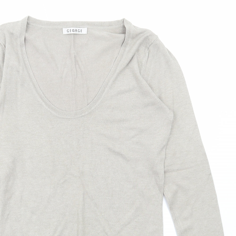George Womens Beige Scoop Neck Viscose Pullover Jumper Size 10