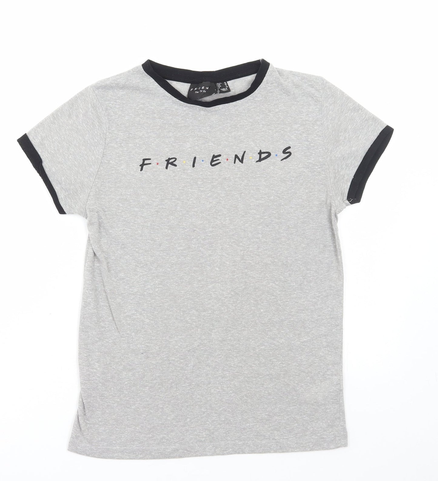 Primark Womens Grey Polyester Basic T-Shirt Size 10 Round Neck - Friends