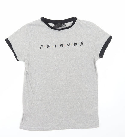 Primark Womens Grey Polyester Basic T-Shirt Size 10 Round Neck - Friends