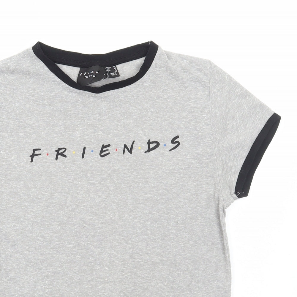 Primark Womens Grey Polyester Basic T-Shirt Size 10 Round Neck - Friends