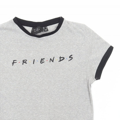 Primark Womens Grey Polyester Basic T-Shirt Size 10 Round Neck - Friends
