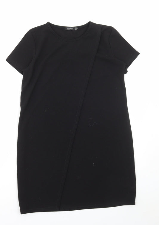Boohoo Womens Black Polyester A-Line Size 12 Round Neck Pullover