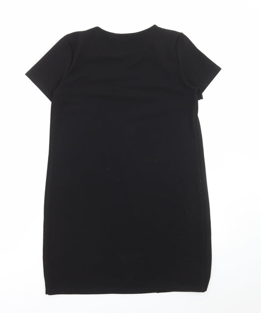 Boohoo Womens Black Polyester A-Line Size 12 Round Neck Pullover