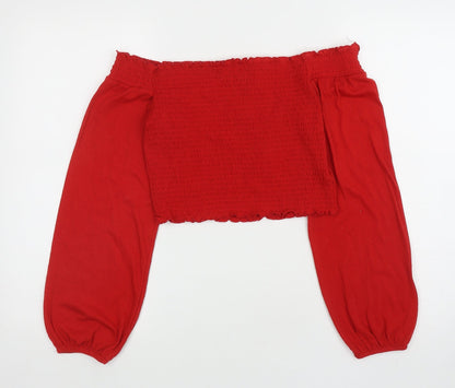 Womens UK Size M H&M Red Cropped T-Shirt