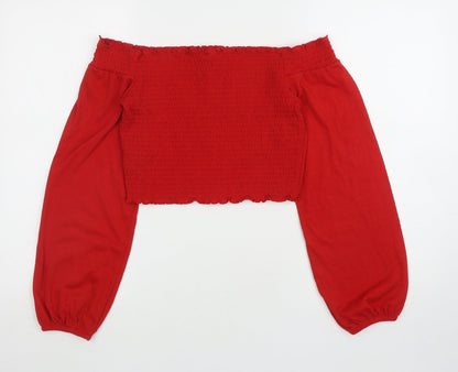 Womens UK Size M H&M Red Cropped T-Shirt