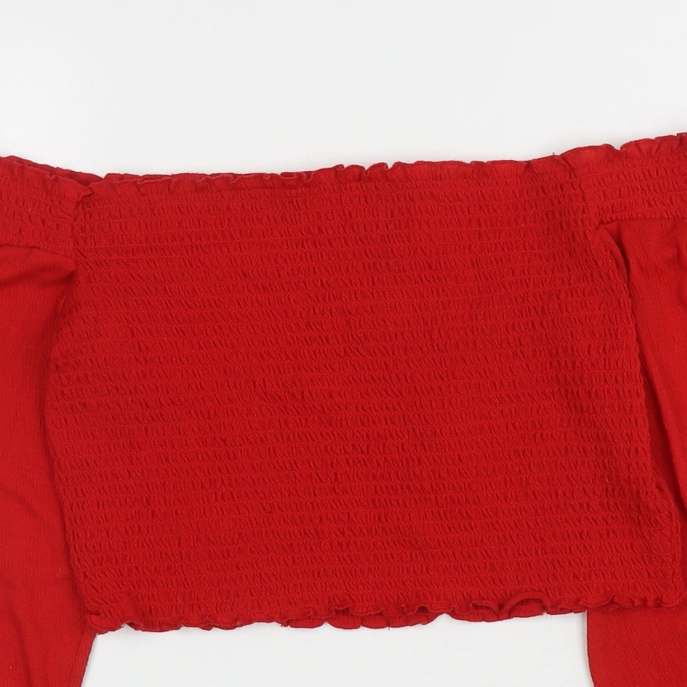 Womens UK Size M H&M Red Cropped T-Shirt