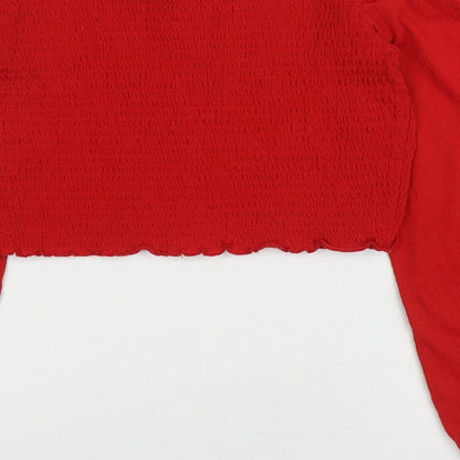 Womens UK Size M H&M Red Cropped T-Shirt
