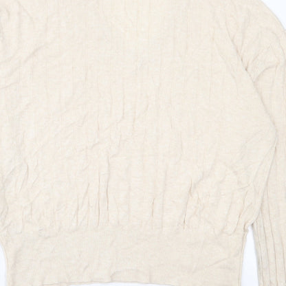 Marks and Spencer Mens Beige V-Neck Viscose Pullover Jumper Size XL