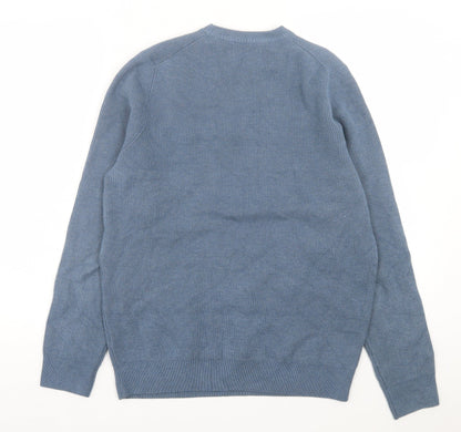Marks and Spencer Mens Blue Crew Neck Polyester Pullover Jumper Size M