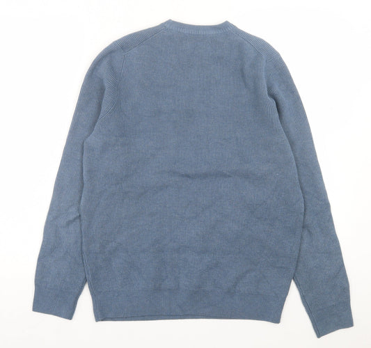Marks and Spencer Mens Blue Crew Neck Polyester Pullover Jumper Size M