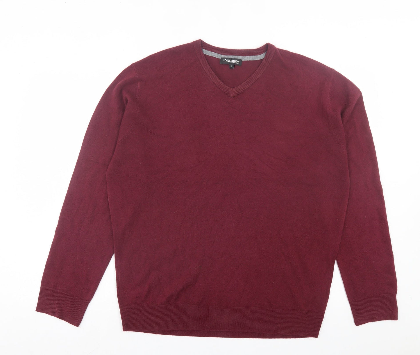 Debenhams Mens Purple V-Neck Acrylic Pullover Jumper Size L