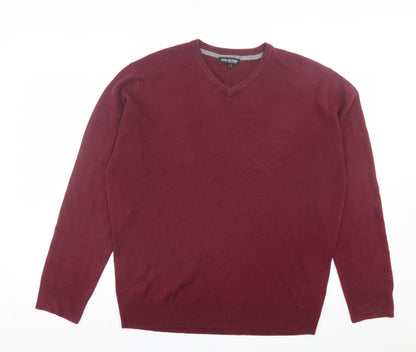 Debenhams Mens Purple V-Neck Acrylic Pullover Jumper Size L