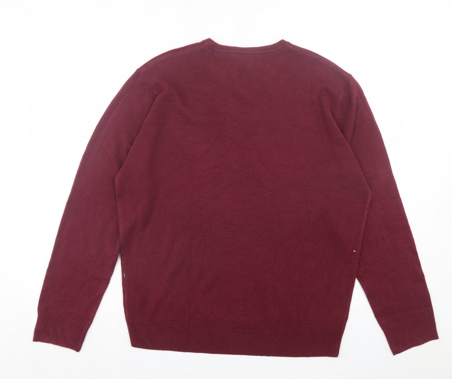 Debenhams Mens Purple V-Neck Acrylic Pullover Jumper Size L