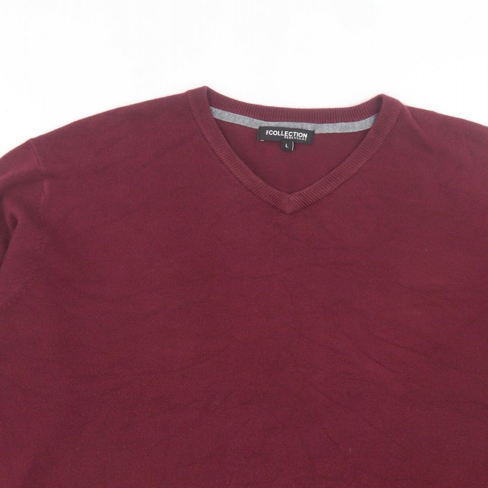 Debenhams Mens Purple V-Neck Acrylic Pullover Jumper Size L