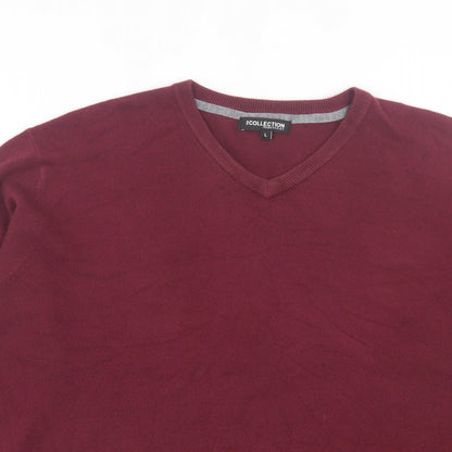 Debenhams Mens Purple V-Neck Acrylic Pullover Jumper Size L