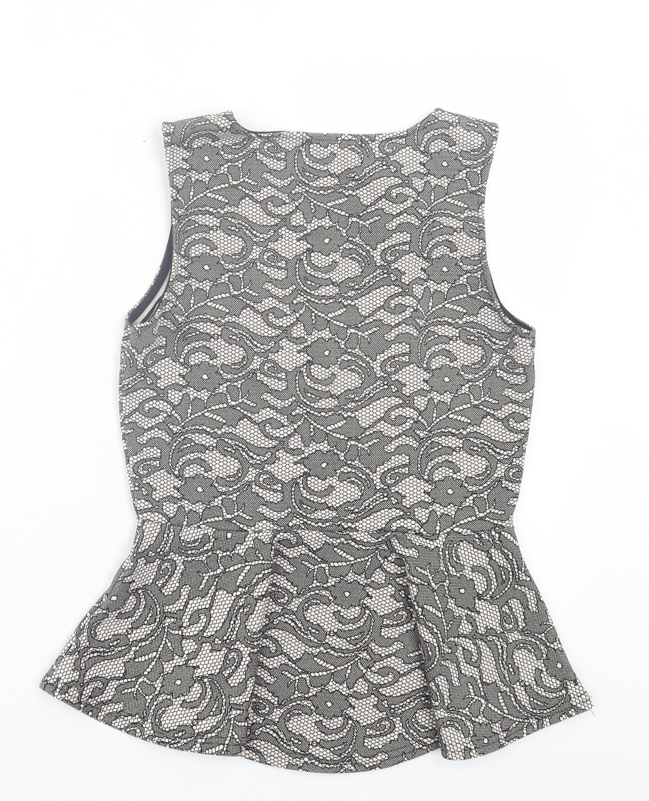 Bloose Womens Black Floral Polyester Basic Tank Size 12 Round Neck