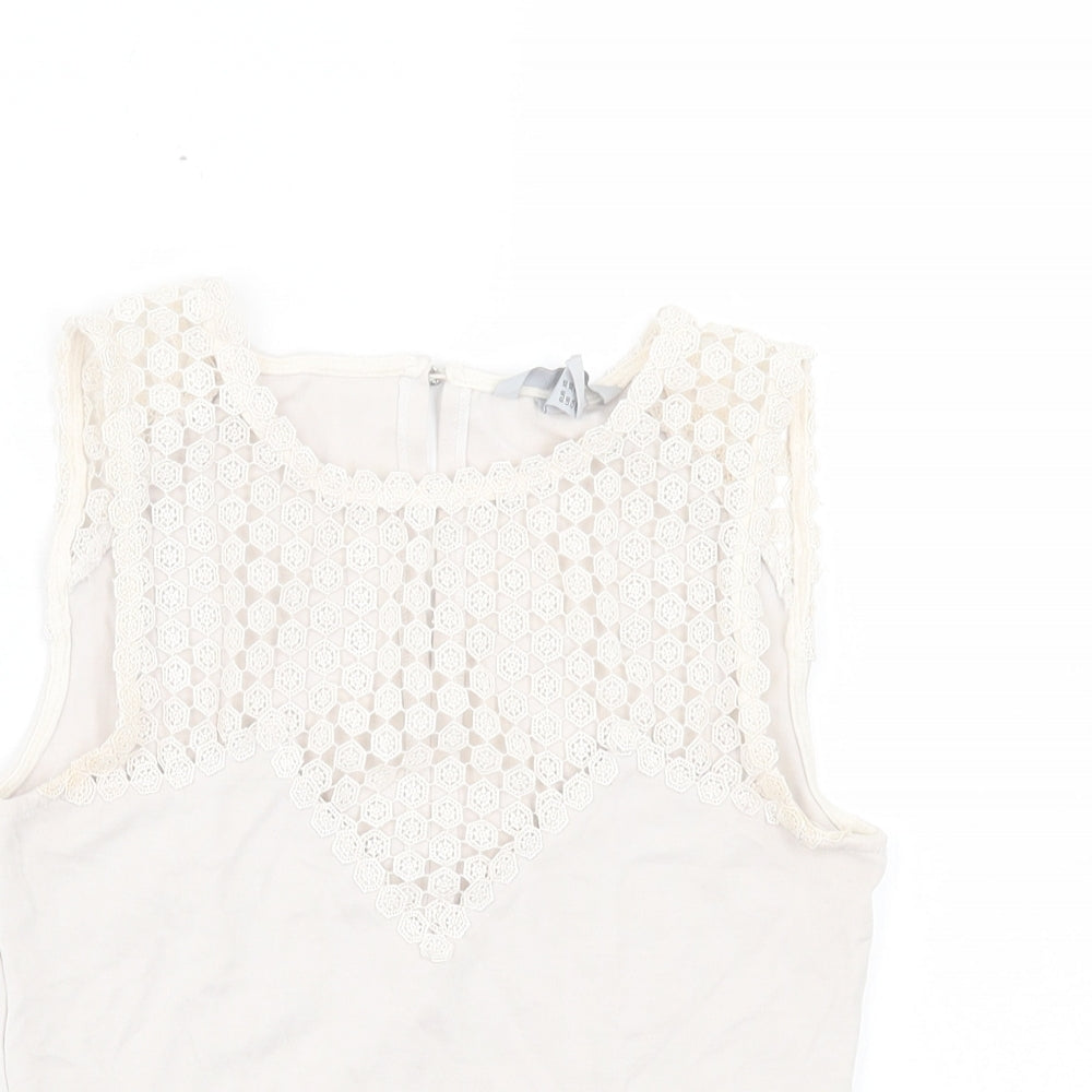 Womens UK Size XS H&M Beige Basic Tank