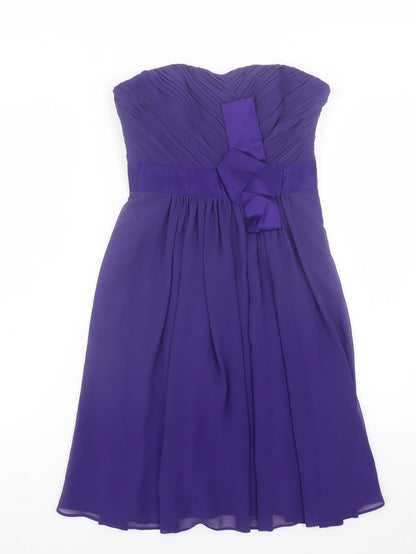 Coast Womens Purple Polyester A-Line Size 8 Sweetheart Zip