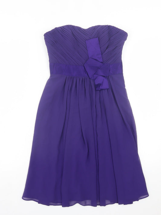 Coast Womens Purple Polyester A-Line Size 8 Sweetheart Zip