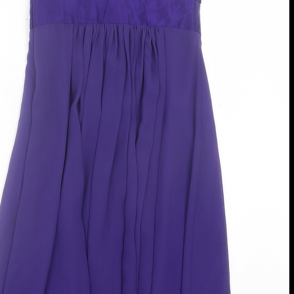 Coast Womens Purple Polyester A-Line Size 8 Sweetheart Zip