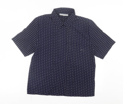 Principles Womens Blue Polka Dot Polyester Basic Button-Up Size 12 Collared