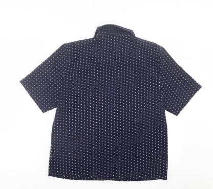 Principles Womens Blue Polka Dot Polyester Basic Button-Up Size 12 Collared