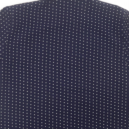 Principles Womens Blue Polka Dot Polyester Basic Button-Up Size 12 Collared