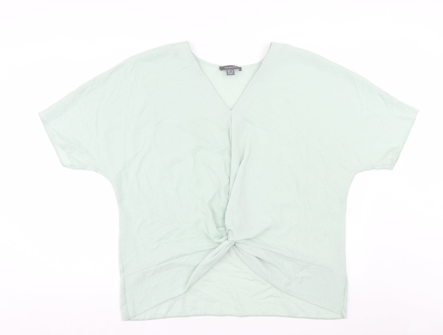Primark Womens Green Polyester Basic T-Shirt Size 18 V-Neck