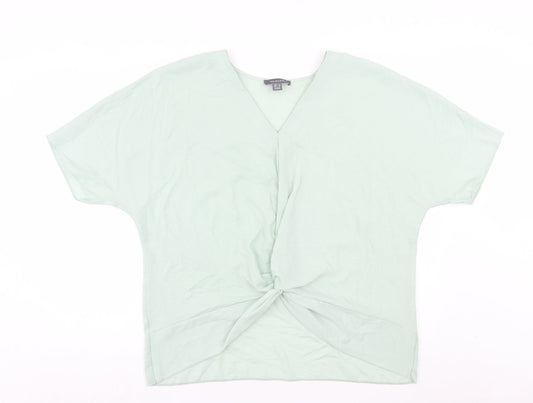 Primark Womens Green Polyester Basic T-Shirt Size 18 V-Neck