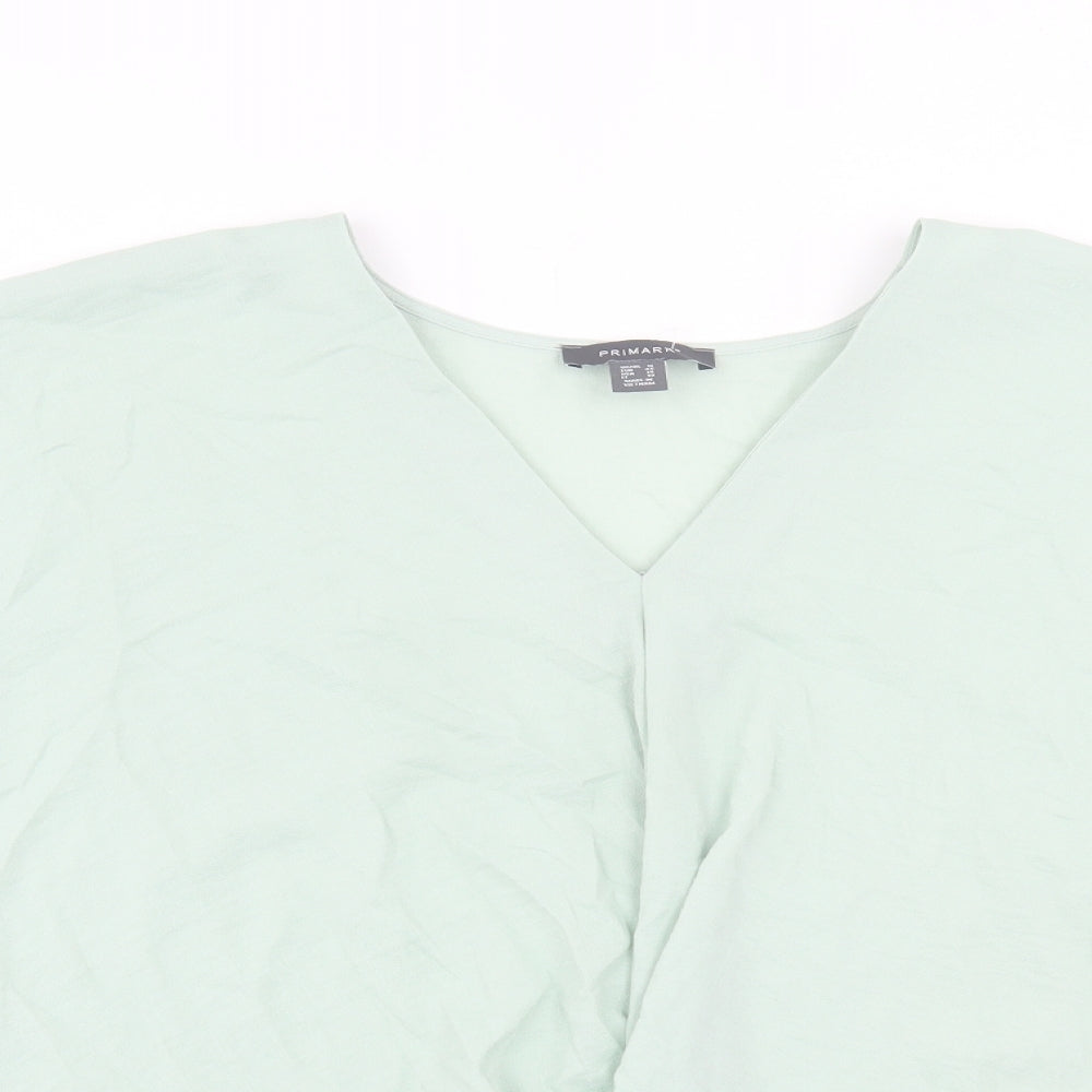 Primark Womens Green Polyester Basic T-Shirt Size 18 V-Neck