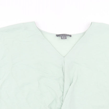 Primark Womens Green Polyester Basic T-Shirt Size 18 V-Neck