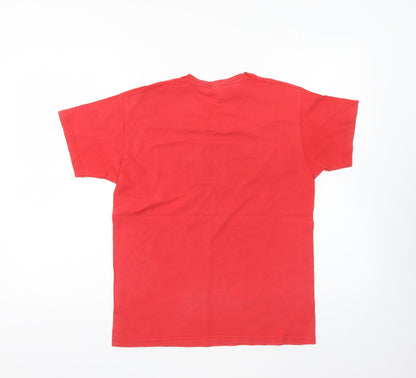 Fruit of the Loom Boys Red Cotton Basic T-Shirt Size 12-13 Years Round Neck Pullover - Gareth Bale