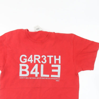 Fruit of the Loom Boys Red Cotton Basic T-Shirt Size 12-13 Years Round Neck Pullover - Gareth Bale