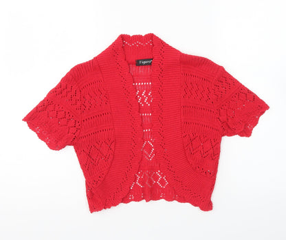 Figaro Womens Red V-Neck Cotton Cardigan Jumper Size S