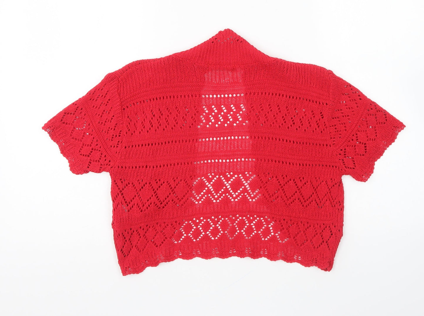 Figaro Womens Red V-Neck Cotton Cardigan Jumper Size S