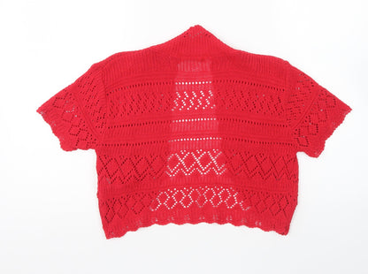 Figaro Womens Red V-Neck Cotton Cardigan Jumper Size S