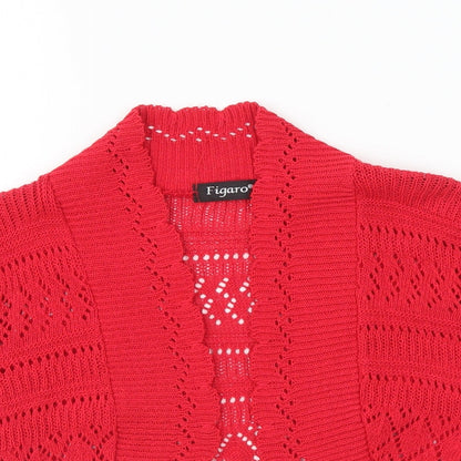 Figaro Womens Red V-Neck Cotton Cardigan Jumper Size S