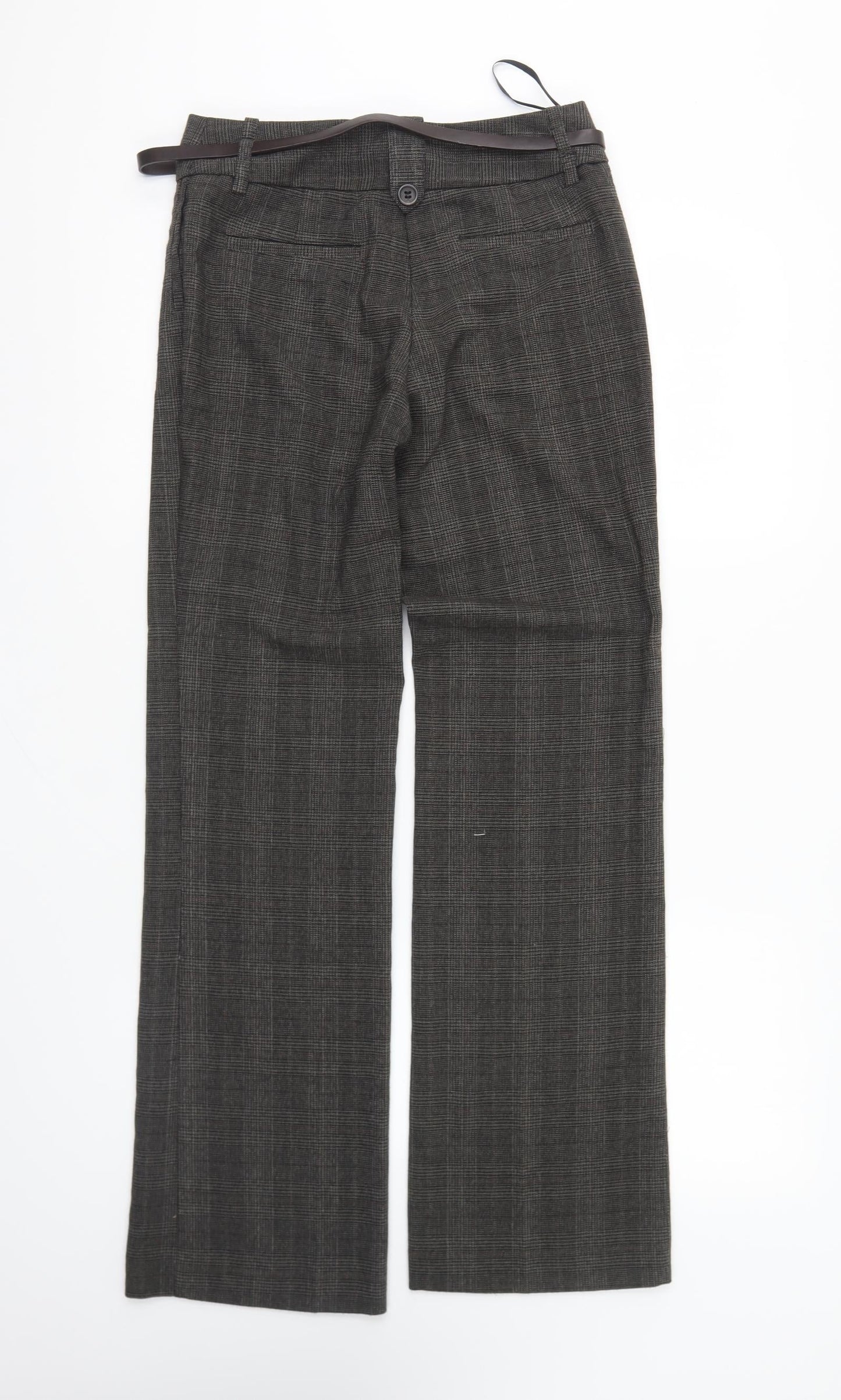 NEXT Mens Green Plaid Polyester Trousers Size 60 L28 in Regular Button