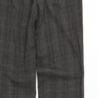NEXT Mens Green Plaid Polyester Trousers Size 60 L28 in Regular Button