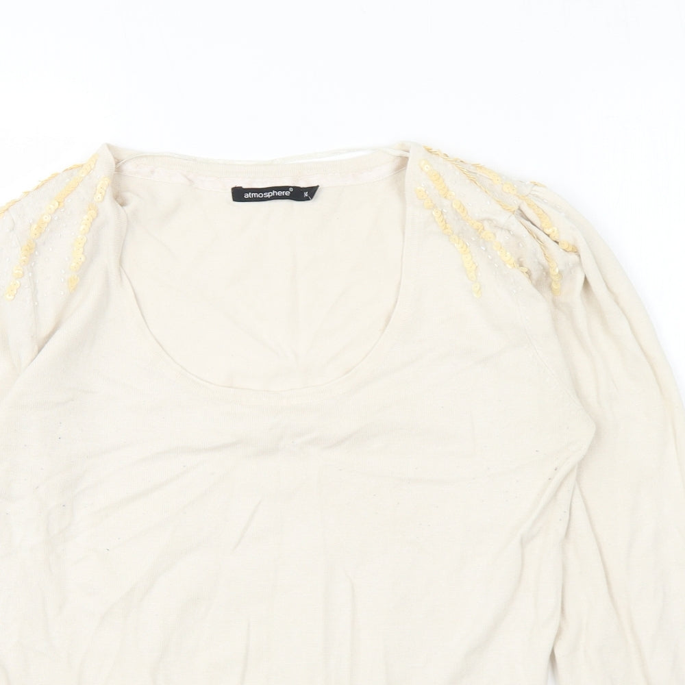 Womens UK Size 14 Atmosphere Beige Pullover Jumper