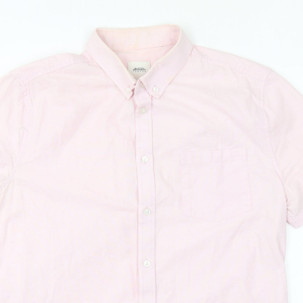 Mens UK Size L Burton Pink  Button-Up Short Sleeve Casual Shirt